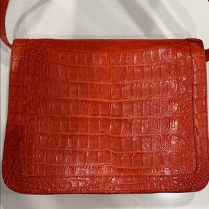 Nancy Gonzalez Orange  Caiman Crocodile  Clutch Shoulder Bag NWT